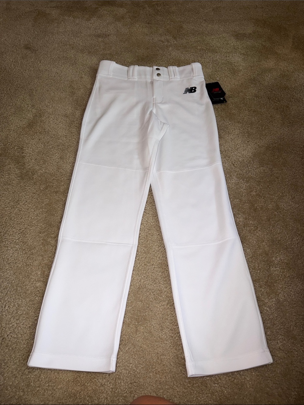 New Balance White Baseball Pants with Logo